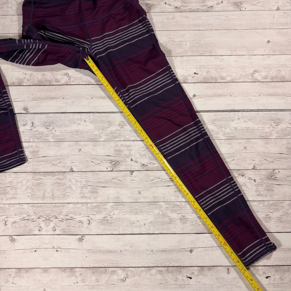 Athleta Striped High Rise Leggings Purple Burgundy Grey Small 349333-01 FA16 - Picture 8 of 11
